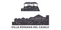 Italy, Villa Romana Del Casale flat travel skyline set. Italy, Villa Romana Del Casale black city vector illustration