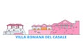 Italy, Villa Romana Del Casale line cityscape, flat vector. Travel city landmark, oultine illustration, line world icons