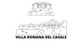 Italy, Villa Romana Del Casale line travel skyline set. Italy, Villa Romana Del Casale outline city vector illustration