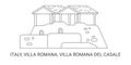 Italy, Villa Romana, Villa Romana Del Casale travel landmark vector illustration