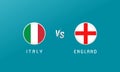 Italy vs England round flag emblems