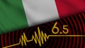 Italy Wavy Fabric Flag, 6.5 Earthquake, Breaking News, Disaster Concept