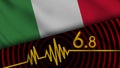 Italy Wavy Fabric Flag, 6.8 Earthquake, Breaking News, Disaster Concept