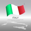 Italy wavy flag and mosaic map on light background. Creative background for the national italian poster. Vector design. Business