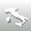 Italy - white 3D silhouette map of country area with dropped shadow on grey background. Simple flat vector illustration Royalty Free Stock Photo