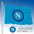 Italy, year 2021, football championship - Napoli SSC flag and team crest