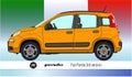 Fiat Panda car third version 2012 silhouette, coloured vector illustration on the italian flag