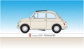 Italy, year 1957, Nuova Fiat 500 popular car, illustration