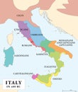 Italy in 400 BC, history map of Italian Peninsula, Sicily and Sardinia Royalty Free Stock Photo
