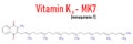 itamin K2 or menaquinone molecule. Skeletal formula. Menaquinone-7. MK7. Menachinon-7