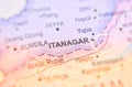 Itanagar on a map of India with blur effect Royalty Free Stock Photo