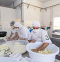 Production of traditional artisanal buffalo cheese mozzarella, in Itanhandu, countryside of Minas Gerais state, Brazil