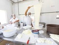 Production of traditional artisanal buffalo cheese mozzarella, in Itanhandu, countryside of Minas Gerais state, Brazil