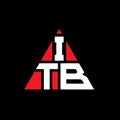 ITB triangle letter logo design with triangle shape. ITB triangle logo design monogram. ITB triangle vector logo template with red