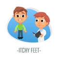 Itchy feet medical concept. Vector illustration.