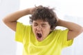 Itchy Scalp from Head Lice - angry face Royalty Free Stock Photo