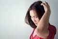 Itchy scalp, itching In A Woman Royalty Free Stock Photo