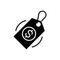 Item`s price black icon concept. Item`s price flat vector symbol, sign, illustration.