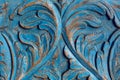 Item wooden wardrobe painted in blue paint pattern Royalty Free Stock Photo