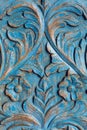 Item wooden wardrobe painted in blue paint pattern Royalty Free Stock Photo