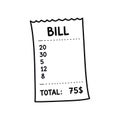 Itemized bill receipt Royalty Free Stock Photo