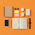 The items are aligned symmetrically creating an organized and Royalty Free Stock Photo
