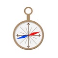 Items for camping. The compass is isolated on a white background. Flat vector illustration. Compass for location reference Royalty Free Stock Photo