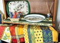 Items  and fabrics traditional Provencal on a cupboard Royalty Free Stock Photo