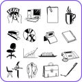 Items Office - business set. Vector illustration. Royalty Free Stock Photo