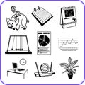 Items Office - business set. Vector illustration. Royalty Free Stock Photo