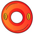 Items for swimming circle inflatable with handles red in cartoon style