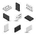 Items to play dominoes isometric, vector illustration. Royalty Free Stock Photo