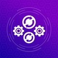 iteration icon with gears, vector