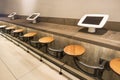 Long table with tablets to use