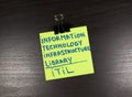 ITIL, Information technology infrastructure library sticky note on wooden background Royalty Free Stock Photo