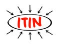 ITIN - Individual Taxpayer Identification Number is a United States tax processing number issued by the Internal Revenue Service,