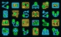 Itinerary icons set vector neon Royalty Free Stock Photo