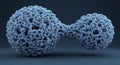 A 3D rendering depicts a molecular structure undergoing binary fission Royalty Free Stock Photo