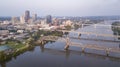 Aerial Perspective of the Arkansas River flowing through Capitol city Little Rock