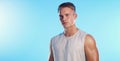 Its about bettering yourself. Studio portrait of a handsome young man posing against a blue background.