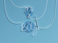 Its a Boy announcement neon sign over a blue background with all words in Off