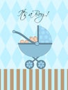 Its A Boy Blue Baby Pram Royalty Free Stock Photo