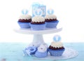 Its a Boy Blue Baby Shower Cupcakes Royalty Free Stock Photo