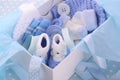 Its a Boy Blue Baby Shower Gift Box Royalty Free Stock Photo