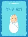 Its a Boy Greeting Card, Swaddled Baby with Nipple