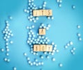 Its a Boy text written with wooden cubes with pastel blue background, Baby Shower or Nursery background Baby