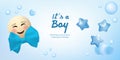 Its a boy vector illustration card template. Royalty Free Stock Photo