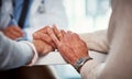 Its a challenge theyll face together. Closeup shot of a senior couple holding hands in comfort while consulting a doctor Royalty Free Stock Photo