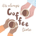 Its always coffee time. Hands holding cup of coffee Royalty Free Stock Photo