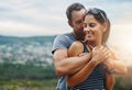 Its a day dedicate to love. a young couple in a loving embrace outdoors. Royalty Free Stock Photo